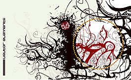 黑色藤蔓墨跡花紋