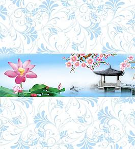 移門梅花與荷圖片