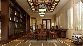 中式餐厅效果图图片