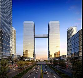 街道大廈龍門透視圖圖片