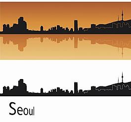 首爾城市建筑剪影圖片