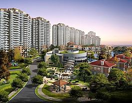小区中心景观效果图图片