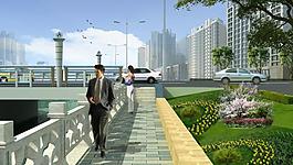 接橋?yàn)I河步道綠化圖片