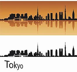 东京城市建筑剪影图片