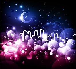 梦幻城市轮廓线夜景图片