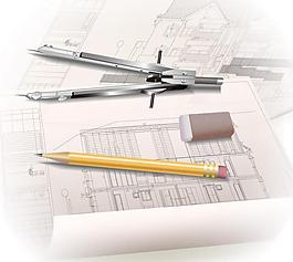 城市建筑別墅設(shè)計(jì)圖矢量圖片