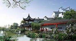 西湖中式古典園林圖片
