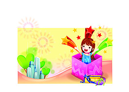 小女孩開心開禮物