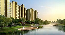 住宅小区河边效果图图片