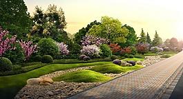 花園公園風光效果圖圖片