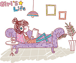 時(shí)尚女孩聽(tīng)音樂(lè)讀書(shū)圖片