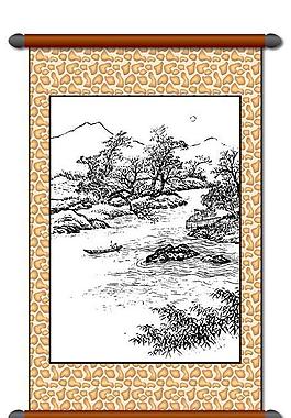 白描 風景畫圖片