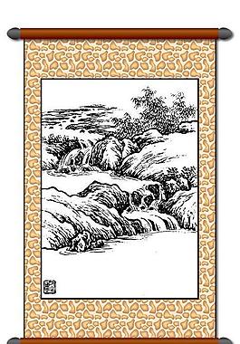 白描 風景畫圖片