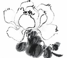 psd分層素材透明背景中國畫水墨植物圖片