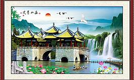 中堂画 壁画 山水画图片
