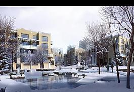 別墅區(qū)雪景效果圖圖片