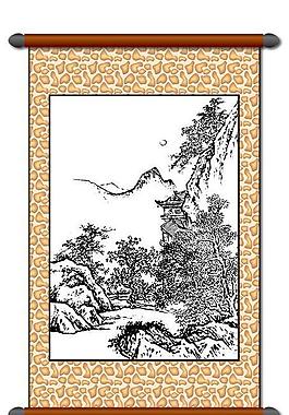 白描 風景畫圖片