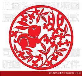 十二生肖剪紙 兔圖片