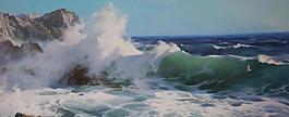 油畫海浪圖片