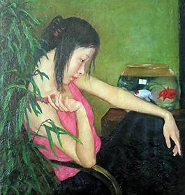 少女油畫圖片