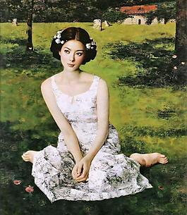 美女油畫圖片