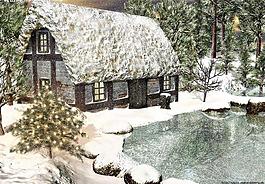 油畫 雪景圖片