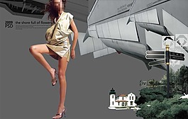 建筑美女圖片