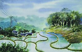 水彩风景画图片