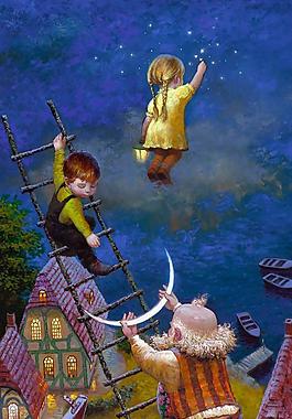 向星星许愿 插画图片