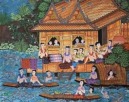 河边的泰国传统生活2图片