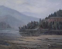 油画写生 河岸图片