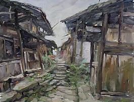 油画 雅安望鱼古镇图片