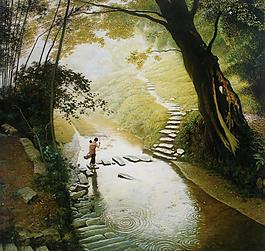 夏雨溪山圖圖片