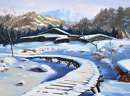 山村寒冬圖片