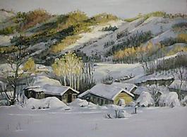 峰祎 山村雪景圖片
