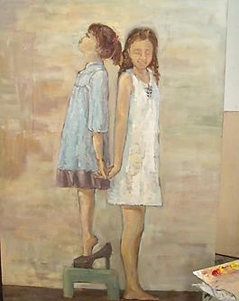 油画女孩图片