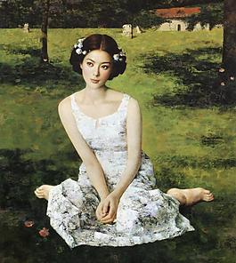 美女油畫圖片