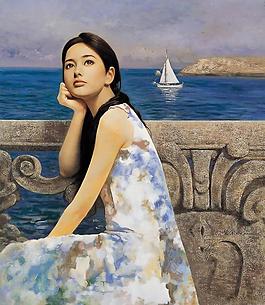 美女油畫圖片