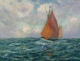 大海油畫圖片
