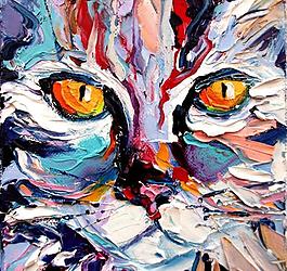 猫头油画装饰画图片