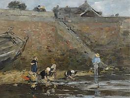 水岸油画图片