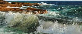 油画海浪图片