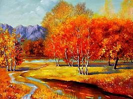 秋林紅似火圖片