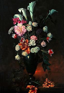 花束靜物寫生油畫圖片
