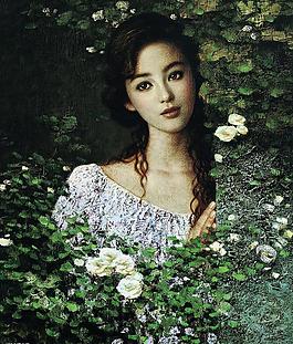 謝楚余少女油畫（聽露）圖片