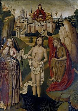Maestro de Miraflores - El Bautismo de Cristo, 1490-1500大師畫家動(dòng)物油畫飛行動(dòng)物裝飾畫
