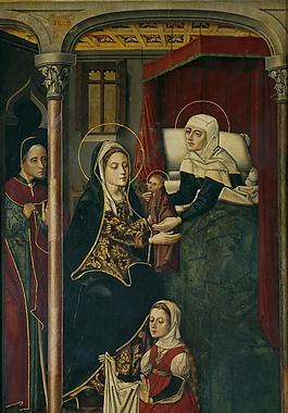 Maestro de Miraflores - El nacimiento de San Juan Bautista, 1490-1500大師畫家動物油畫飛行動物裝飾畫