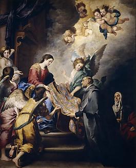 Murillo, Bartolome Esteban - The Virgin Descending to Award Saint Ildefons, Ca. 1660大师画家动物油画飞行动物装饰画