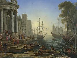 Claude - Seaport with the Embarkation of Saint Ursula大師畫家古典畫古典建筑古典景物裝飾畫油畫