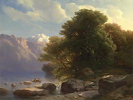 Alexandre Calame - The Lake of Thun大師畫(huà)家古典畫(huà)古典建筑古典景物裝飾畫(huà)油畫(huà)